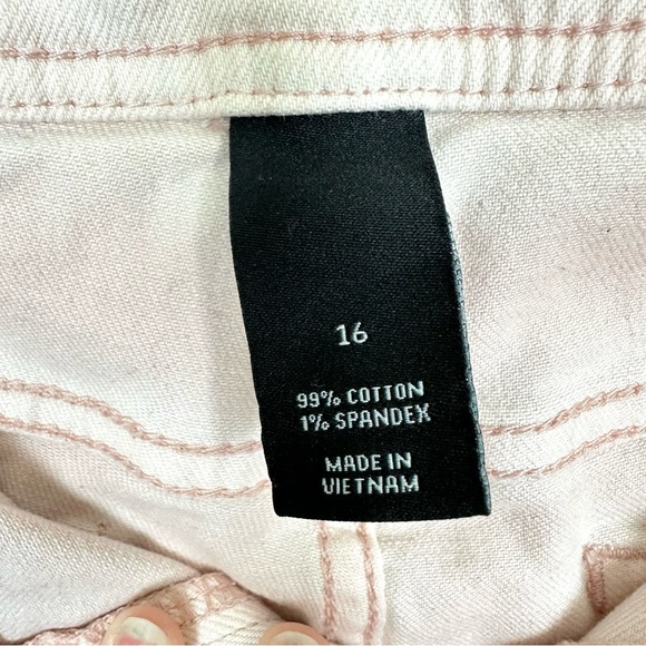 LANE BRYANT Pale Pink Denim Wide Leg Capri Pants with Released Raw Hem, Size 16 - Picture 6 of 10